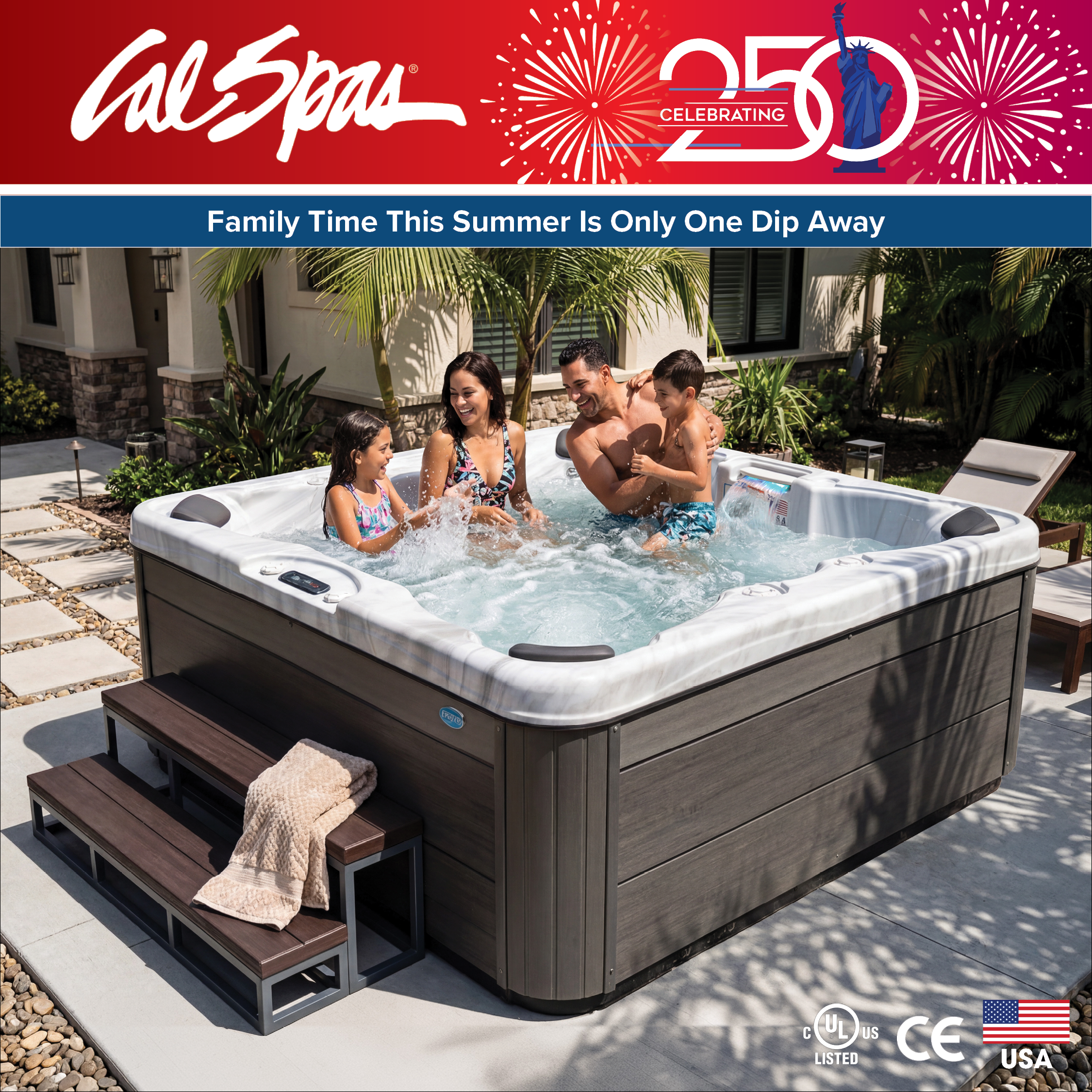 Calspas hot tub being used in a family setting - Norway